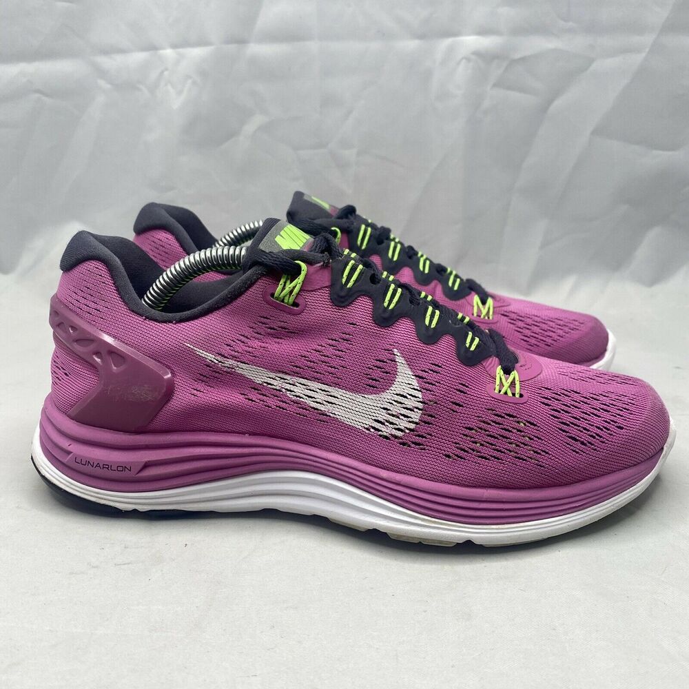 Nike Lunarglide+ 5 Running Shoes Pink/Lime Women’s Sz 6.5 (599395-610)